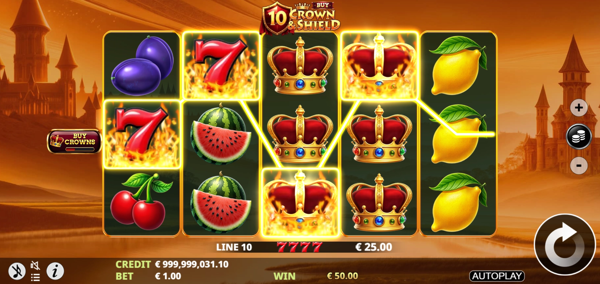 Buy Crowns feature menu for 10 Crown & Shield Buy