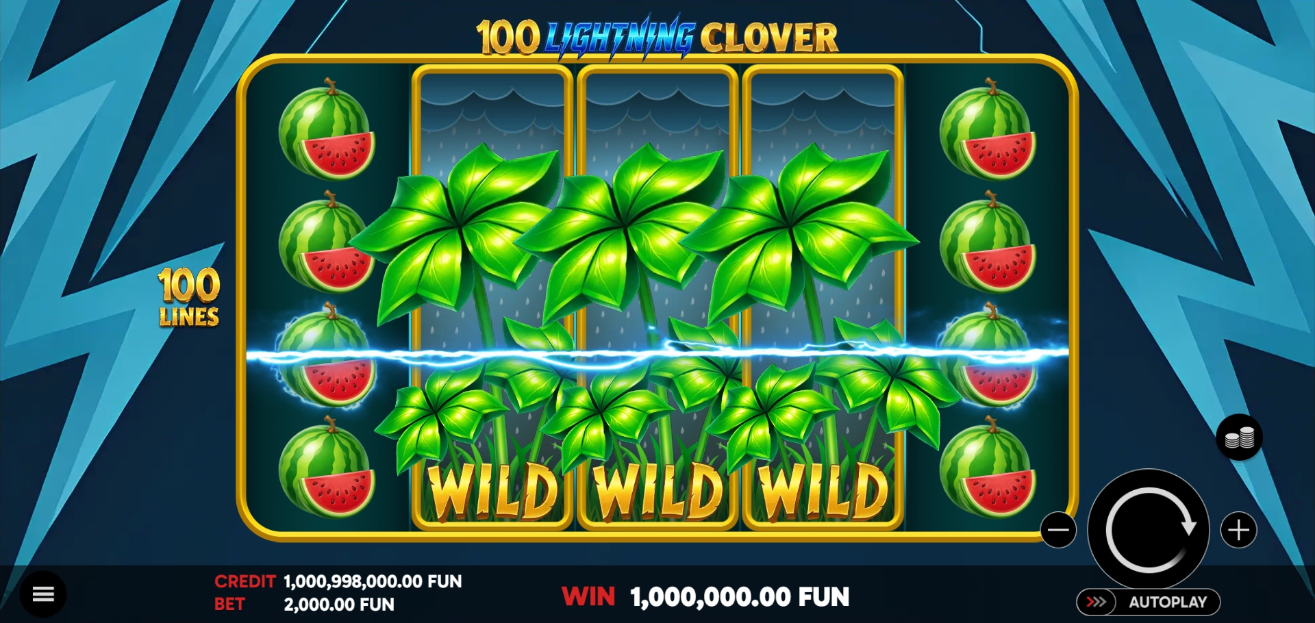 Wild Feature screen for 100 Lightning Clover