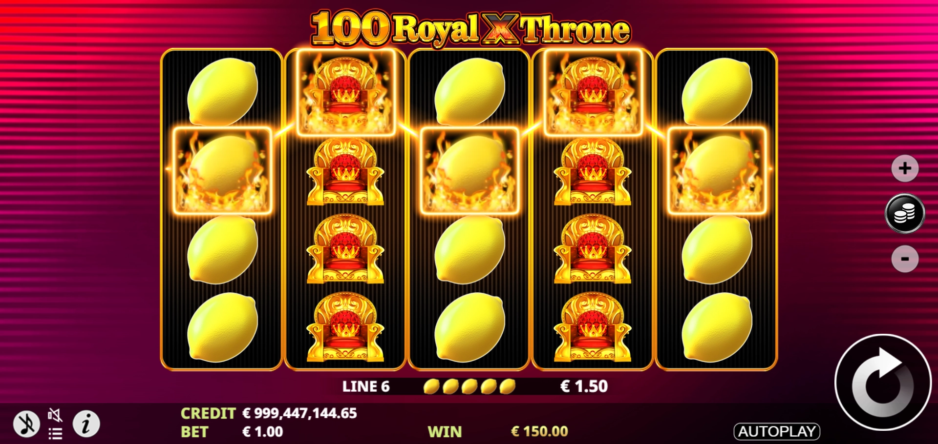 Royal Throne expanding wild symbol artwork for 100 Royal X Throne