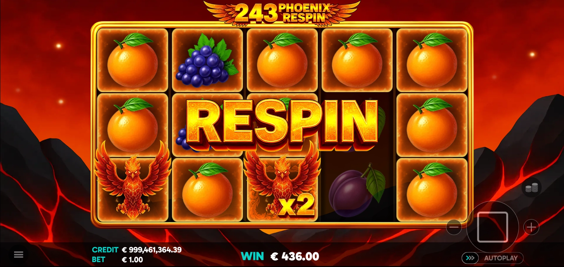 Respin Feature screen for 243 Phoenix Respin