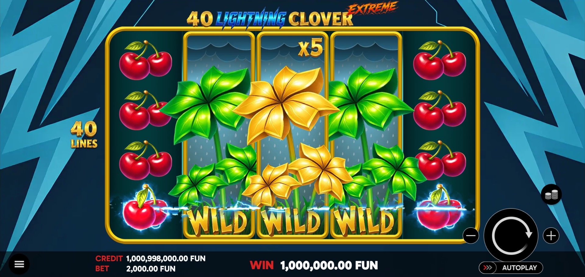 Wild Feature screen for 40 Lightning Clover Extreme