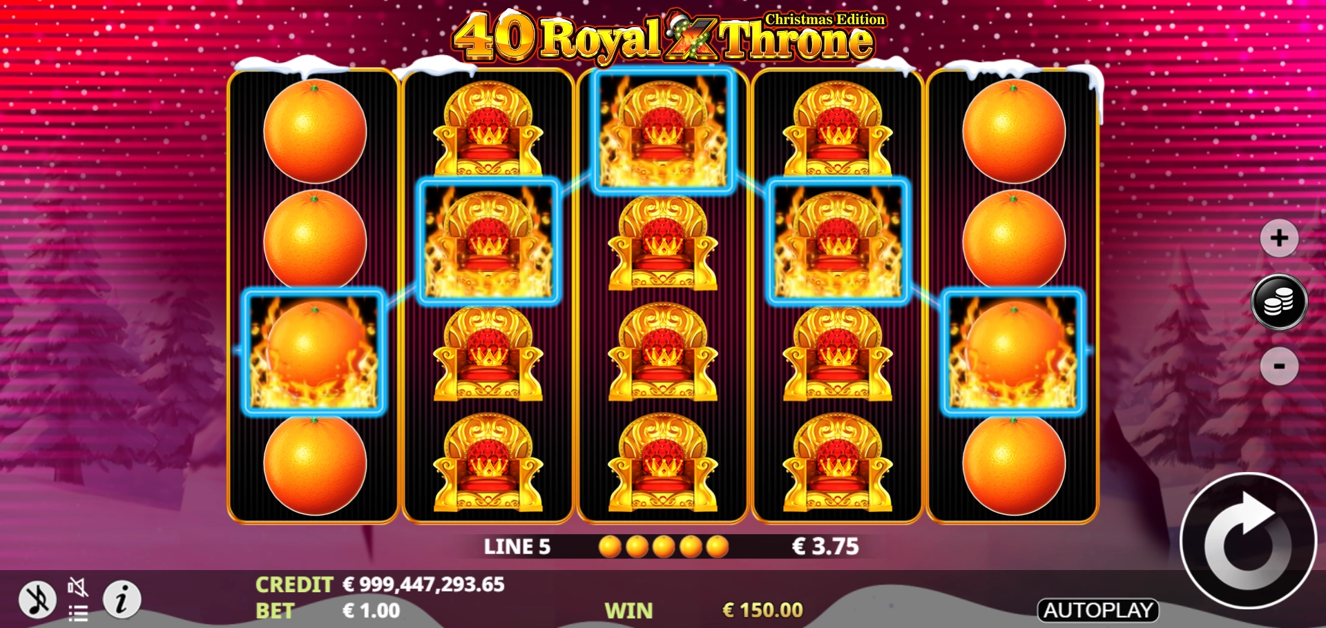 Royal Throne expanding wild symbol artwork, Christmas edition