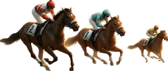 Jockeys and horses racing in e-Horse Racing