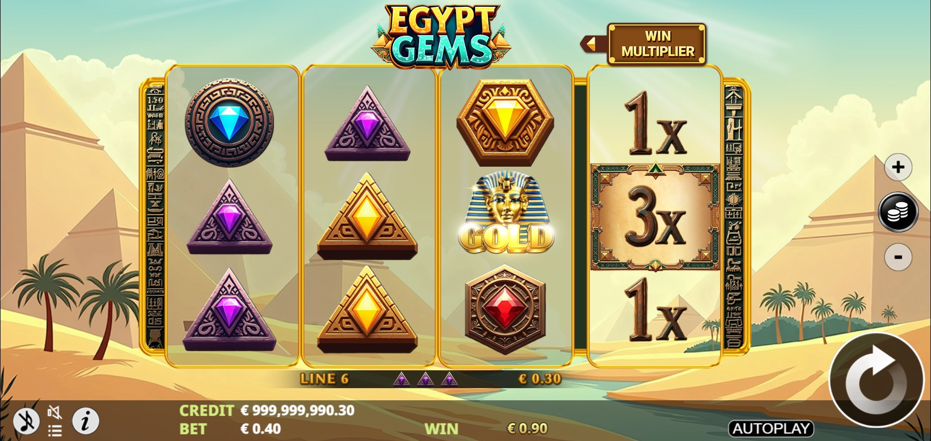 Golden pharaoh artwork for Egypt Gems