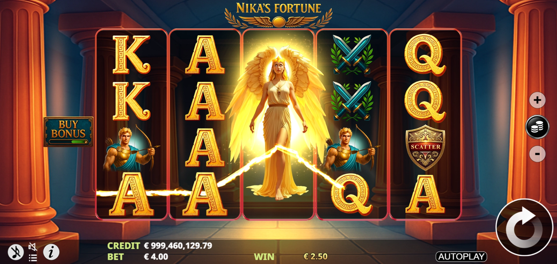 Bonus Buy feature screen for Nika's Fortune